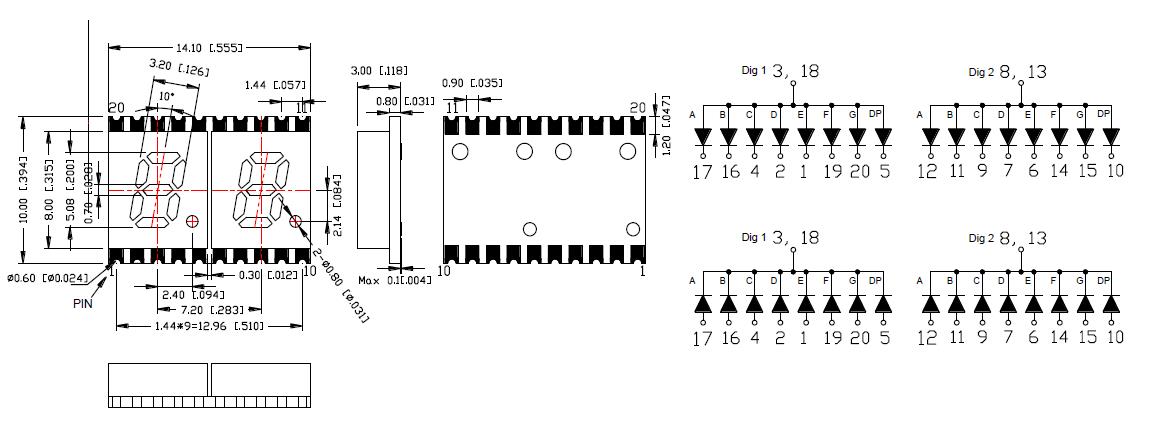 0.2 inch 2 digit SMD display