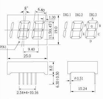 0.45 Inch 2.5 Digits numeric led Display