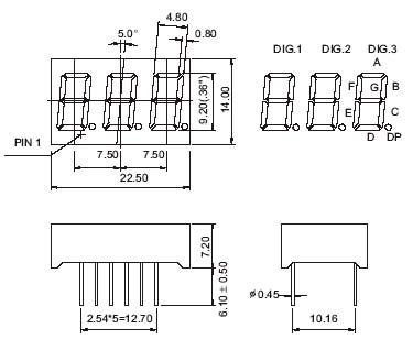 0.36 Inch three Digits 7 Segment LED Display