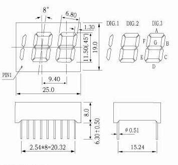 0.45 Inch 2.5 Digits 7 segment led Display