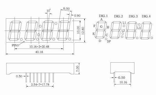 0.39 Inch quadruple Digits clock led Display