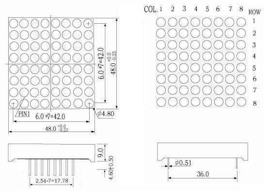 1.9 inch 8x8 LED Dot Matrix