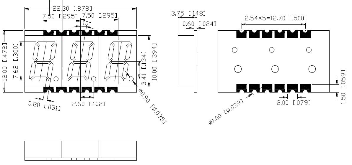 0.3 inch 3 digit SMD display 3030