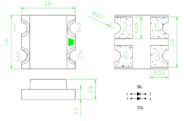 0606 Amber and Green SMD LED with 572nm Green