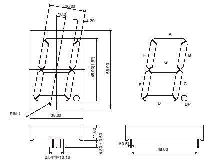 1.8 inch (45 mm) 7 segment LED Display