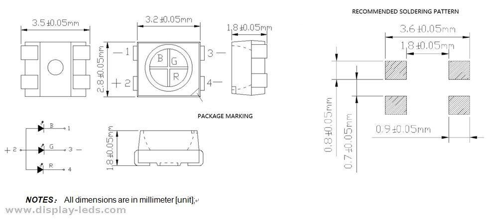 RoHS Compliant RGB 4 Pins 3528 SMD LED from Expert China Manufacturier